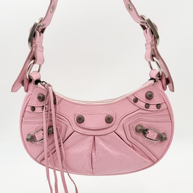 BALENCIAGA(バレンシアガ)Le Cagole ショルダーバッグ ピンク レザー スタッズ ミニバッグ レディース 671309