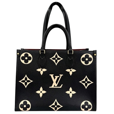 LOUIS VUITTON ルイヴィトン 2WAY バイカラーモノグラムアンプラント オンザゴーMM ハンドバッグ トートバッグ 肩掛け 黒 M45495 ブラック 黒 ベージュ ゴールド金具 レディース【中古品】