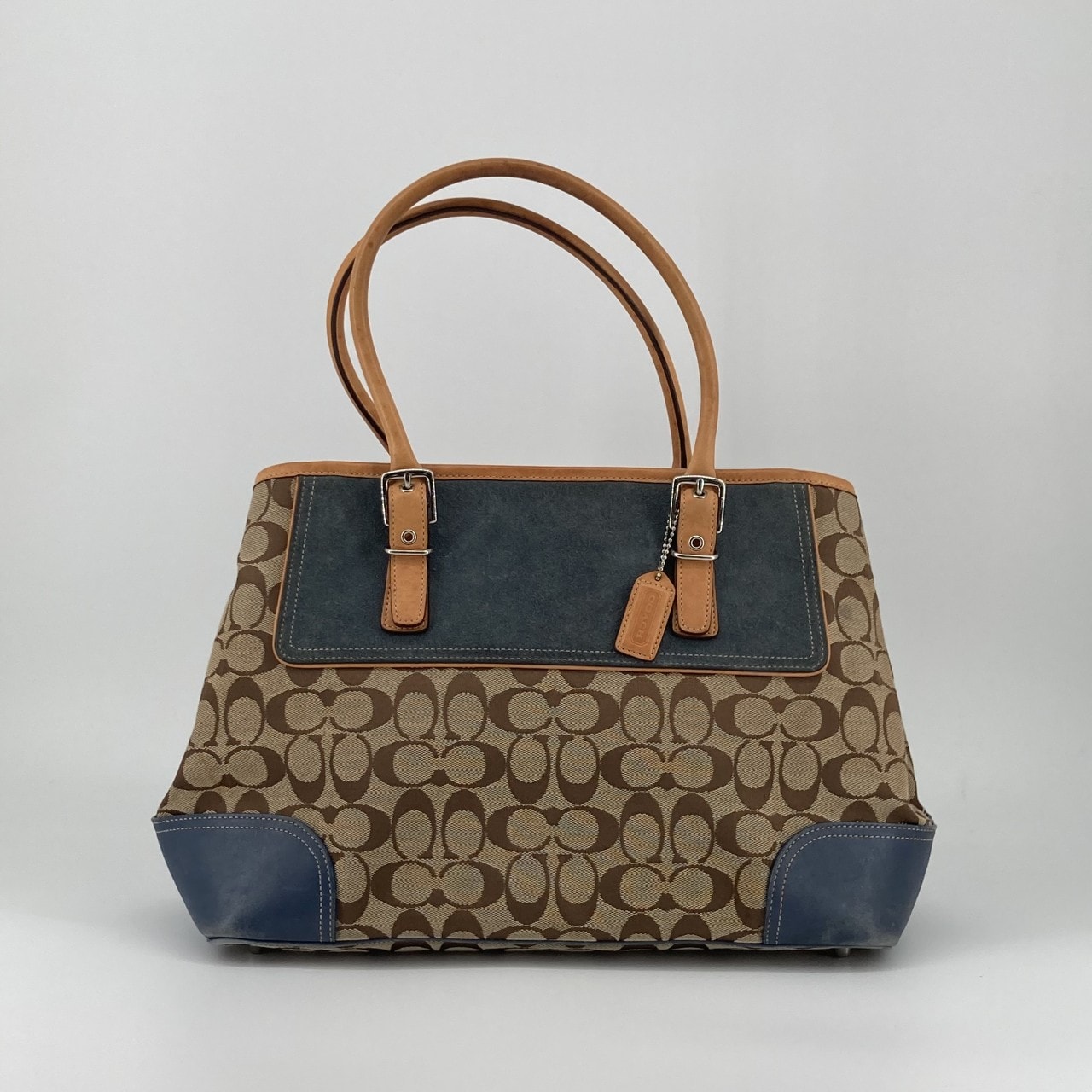COACH(コーチ) ゾーイ ハンプトン シグネチャー キャンバス  / レザー  / スエード 6367 トートバッグ ブルー×ベージュ
