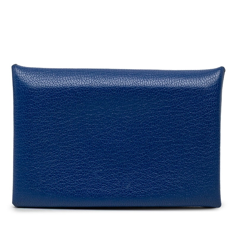エルメス カルヴィ カードケース 名刺入れ ブルー シェーブル レディース HERMES 【中古】