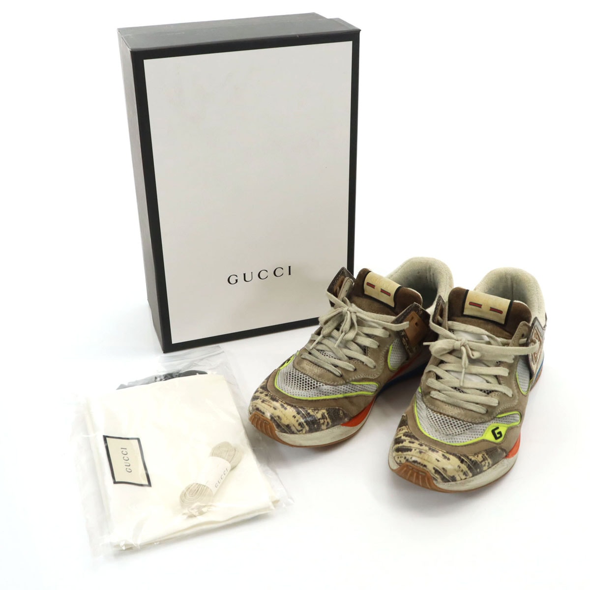GUCCI グッチ イタリア製 ウルトラペース スニーカー 10 ブラウン 箱 保存袋 シューレース付き