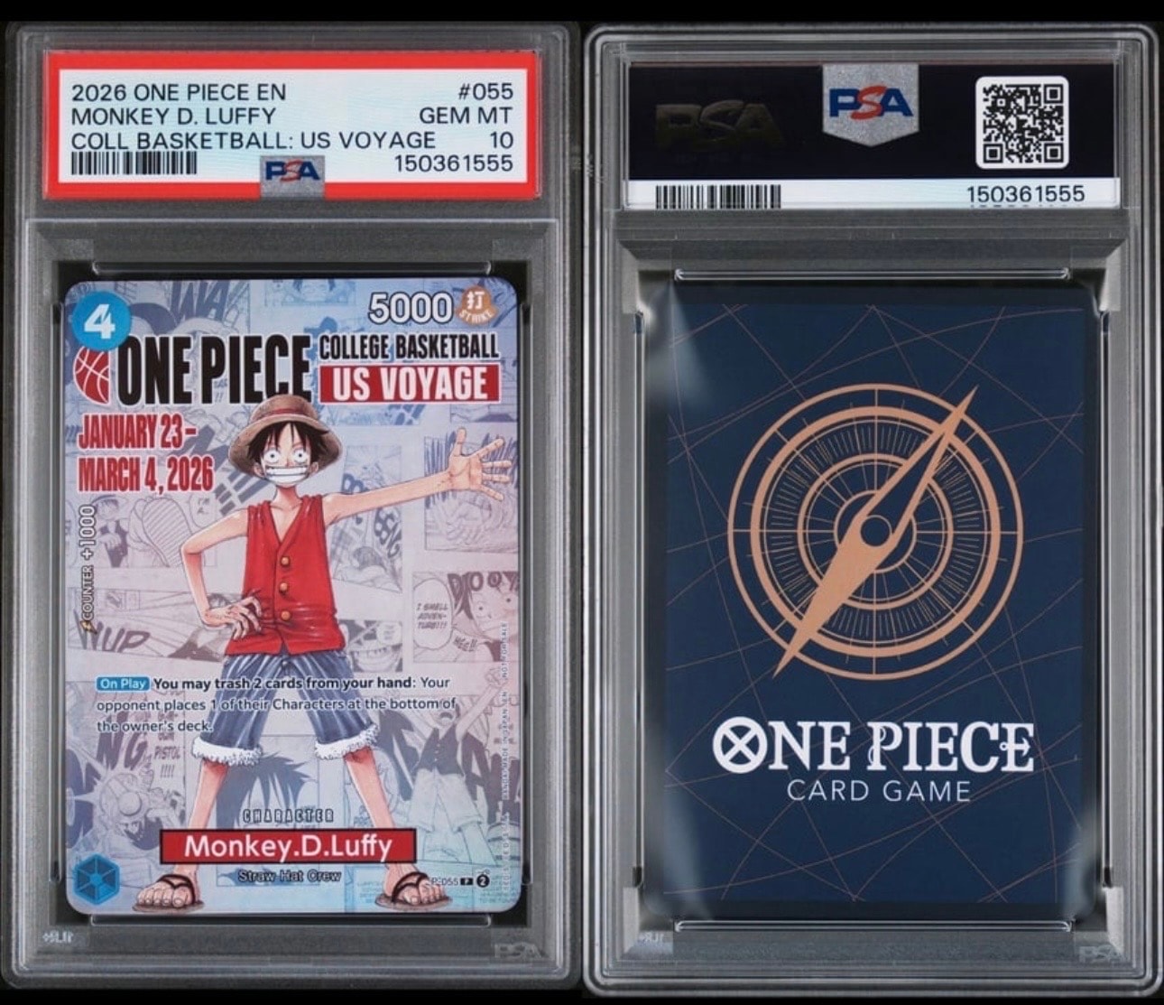 モンキー・D・ルフィ:P (開封済) [P-055]【英語版】(プロモーションカード「ワンピース カレッジ バスケットボール:USボヤージュ」)