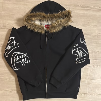 Supreme Faux Fur Zip Up Hooded Sweatshirt "Black"