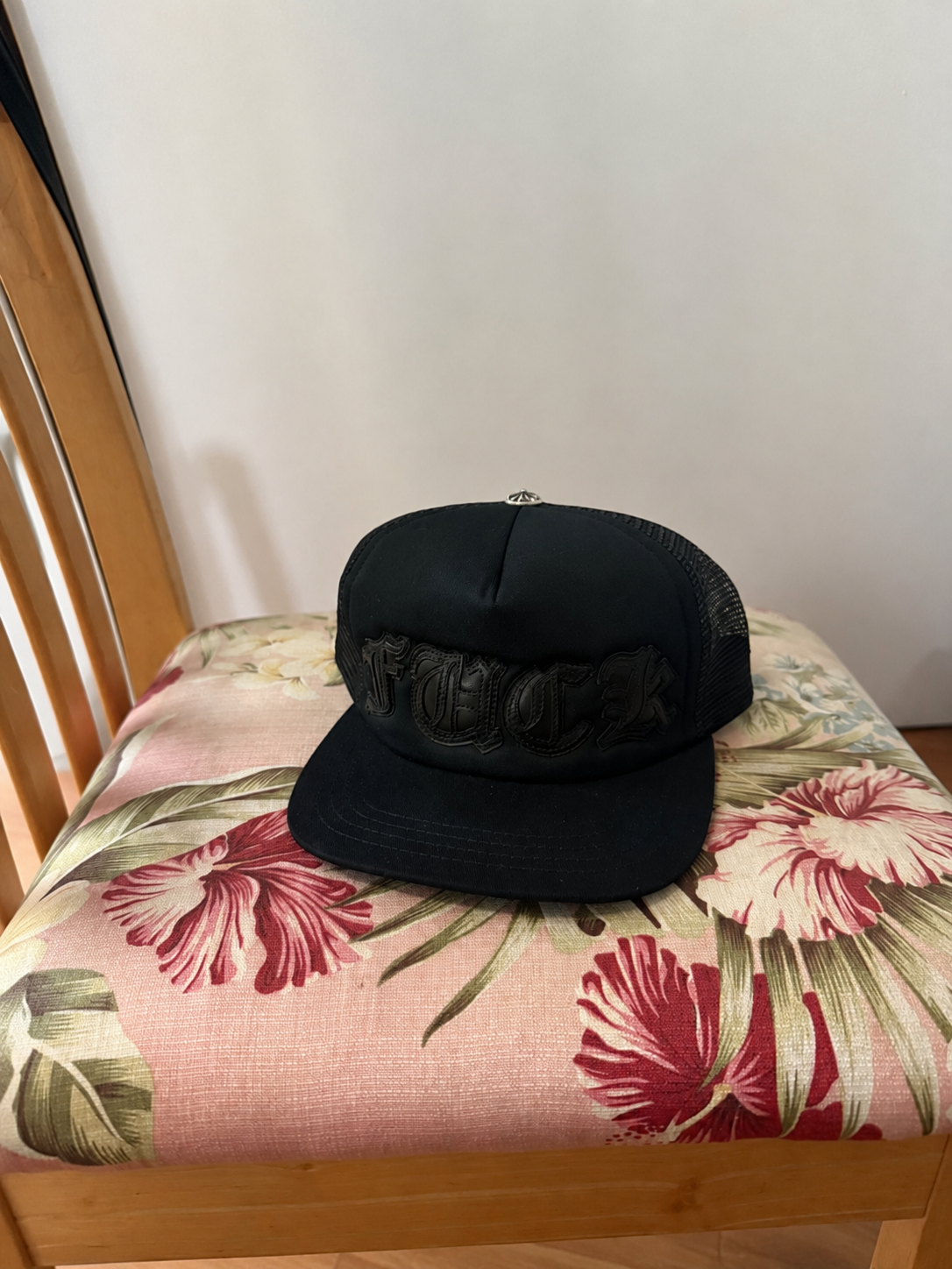 Chrome Hearts Fuck Leather Patch Trucker Cap "Black/White"
