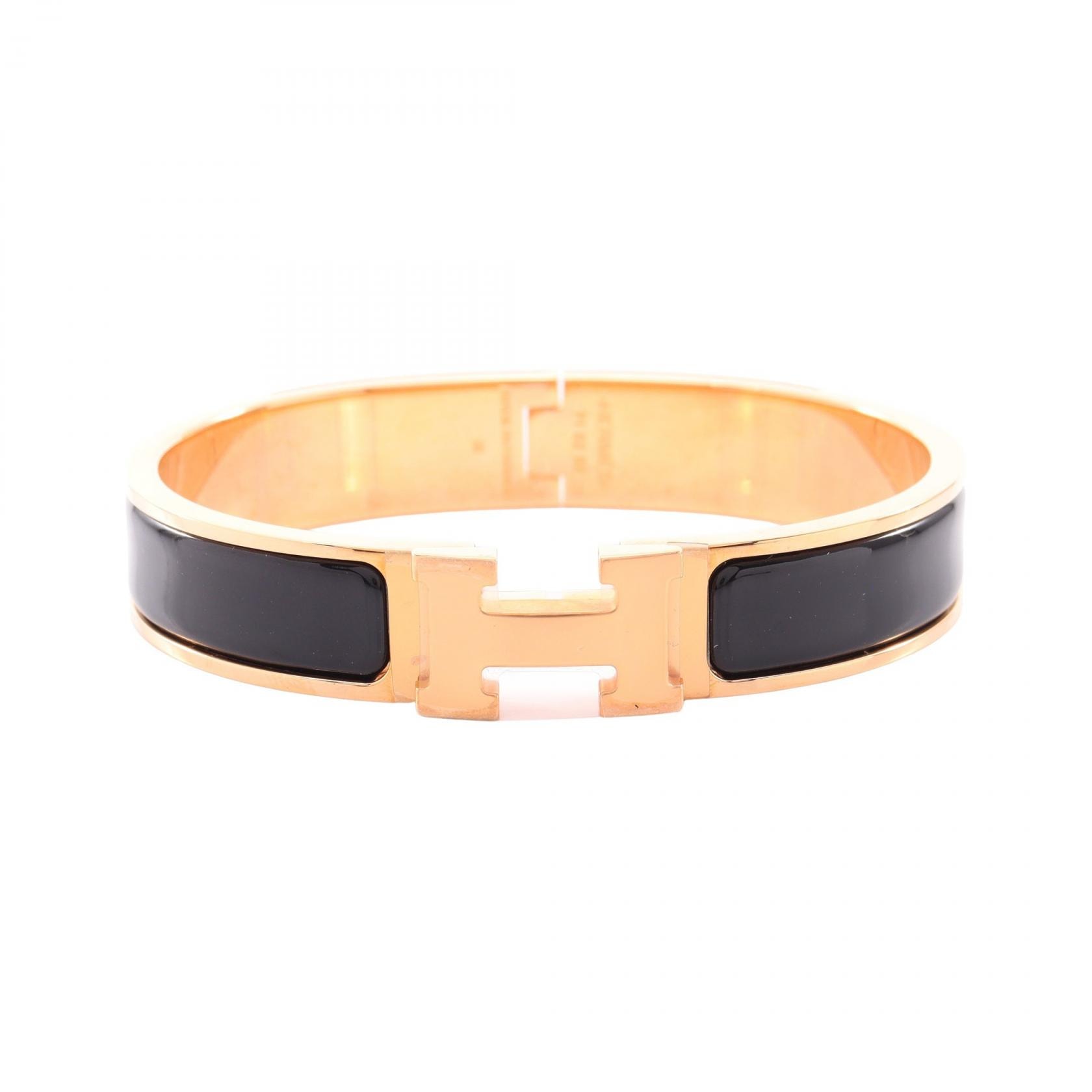 エルメス HERMES クリックH ブレスレット アクセサリー GP(ゴールドメッキ) ゴールド レディース ブラック系 / ゴールド系 【中古】