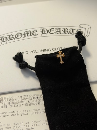 Chrome Hearts 22K #2 CH Cross Fat Stud Earrings w/ Diamond Pave (CH Specification) "Gold"