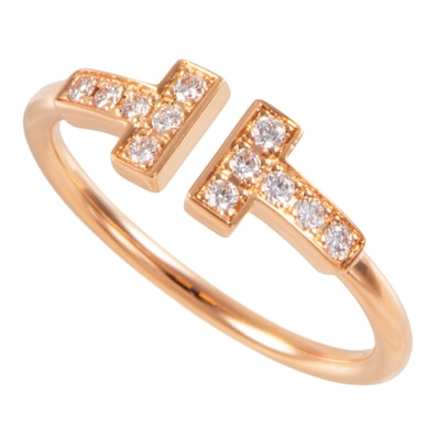 TIFFANY&Co. ティファニー ティファニーT ダイヤモンド ワイヤー リング 指輪 11号 K18RG ダイヤモンド ピンク ゴールド【中古】