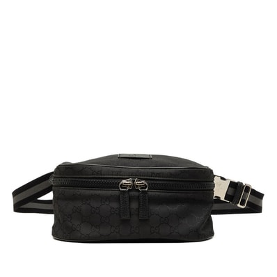 グッチ GGナイロン ウエストバッグ ボディバッグ 449182 ブラック ナイロン レザー レディース GUCCI 中古
