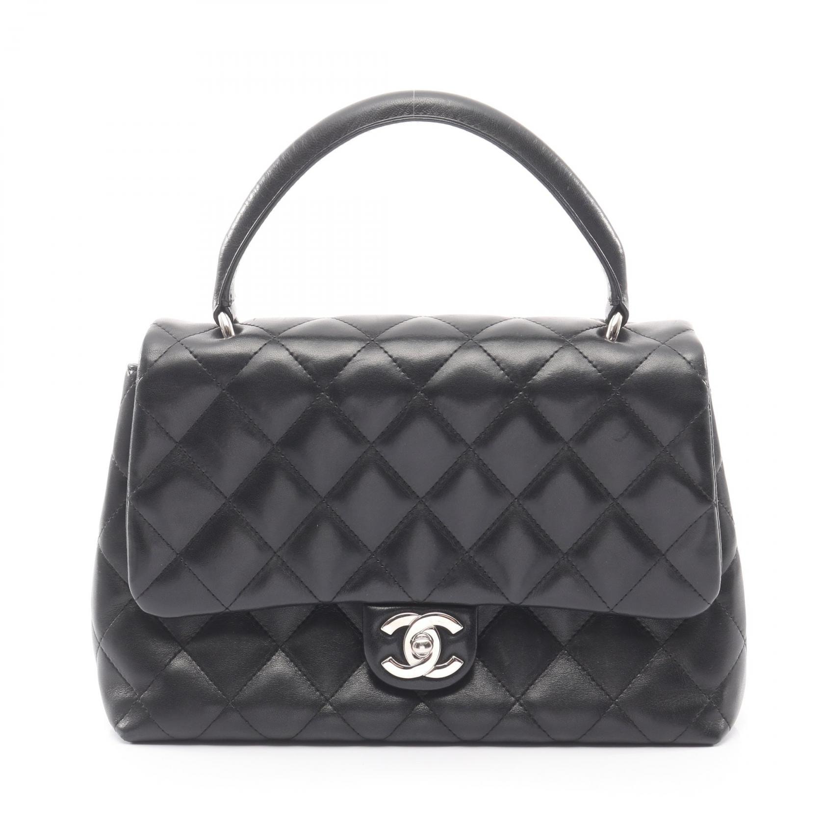シャネル CHANEL マトラッセ トップハンドルバッグ ハンドバッグ バッグ ラムスキン(羊革) レディース ブラック系 【中古】