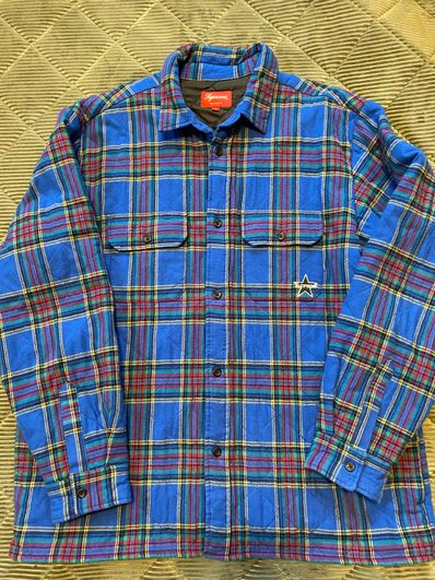 Supreme Quilted Plaid Flannel Shirt "Dusty Royal"