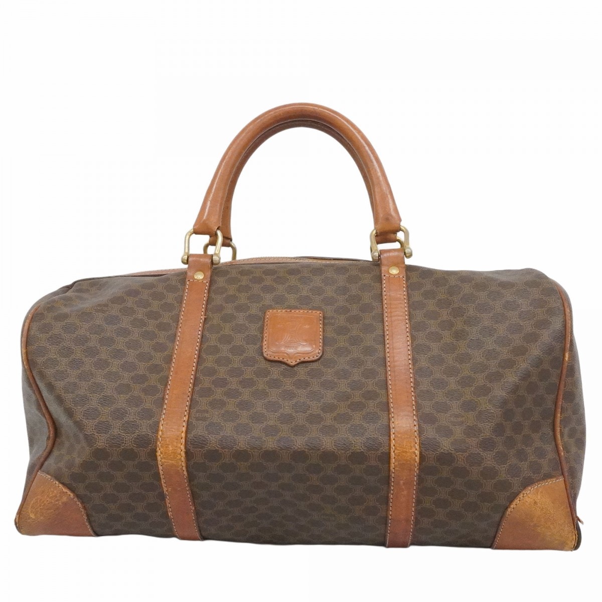 【6dc3313-k】セリーヌ ボストンバッグ マカダム PVC ブラウン ゴールド金具【中古】レディース