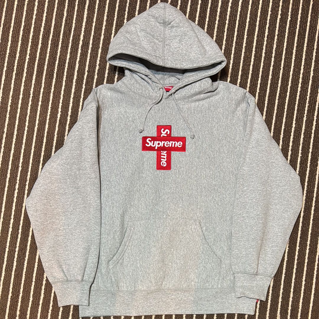 Supreme Cross Box Logo Hooded Sweatshirt "Grey"