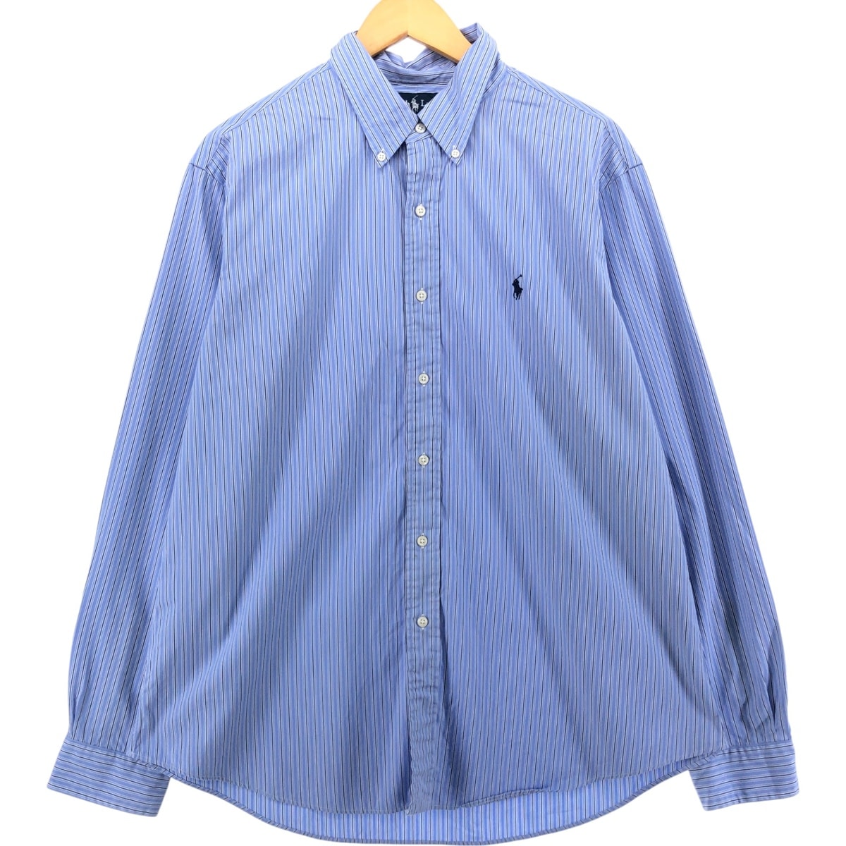 古着 ラルフローレン Ralph Lauren CUSTOM FIT 長袖 ボタンダウンストライプシャツ メンズXL相当/eaa540745