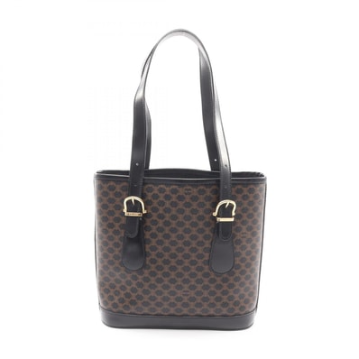 セリーヌ CELINE マカダム トートバッグ バッグ PVCコーティングキャンバス レザー レディース ブラック系 / ブラウン系 【中古】
