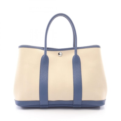エルメス HERMES ガーデンパーティTPM クレ ブルーブライトン トートバッグ バッグ トワルシェブロン / ヴァッシュカントリー トワルシェブロン C刻印(2018年製造) レディース アイボリー系 / ブルー系