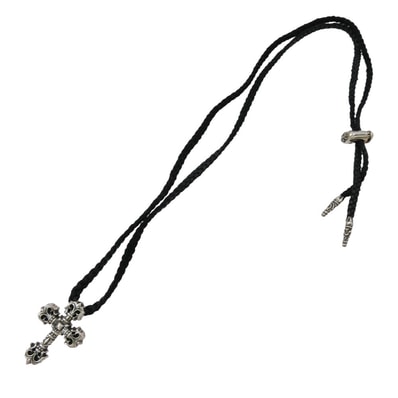 Chrome Hearts Philigrey Cross XS Leather Blade Necklace "Silver/Black"