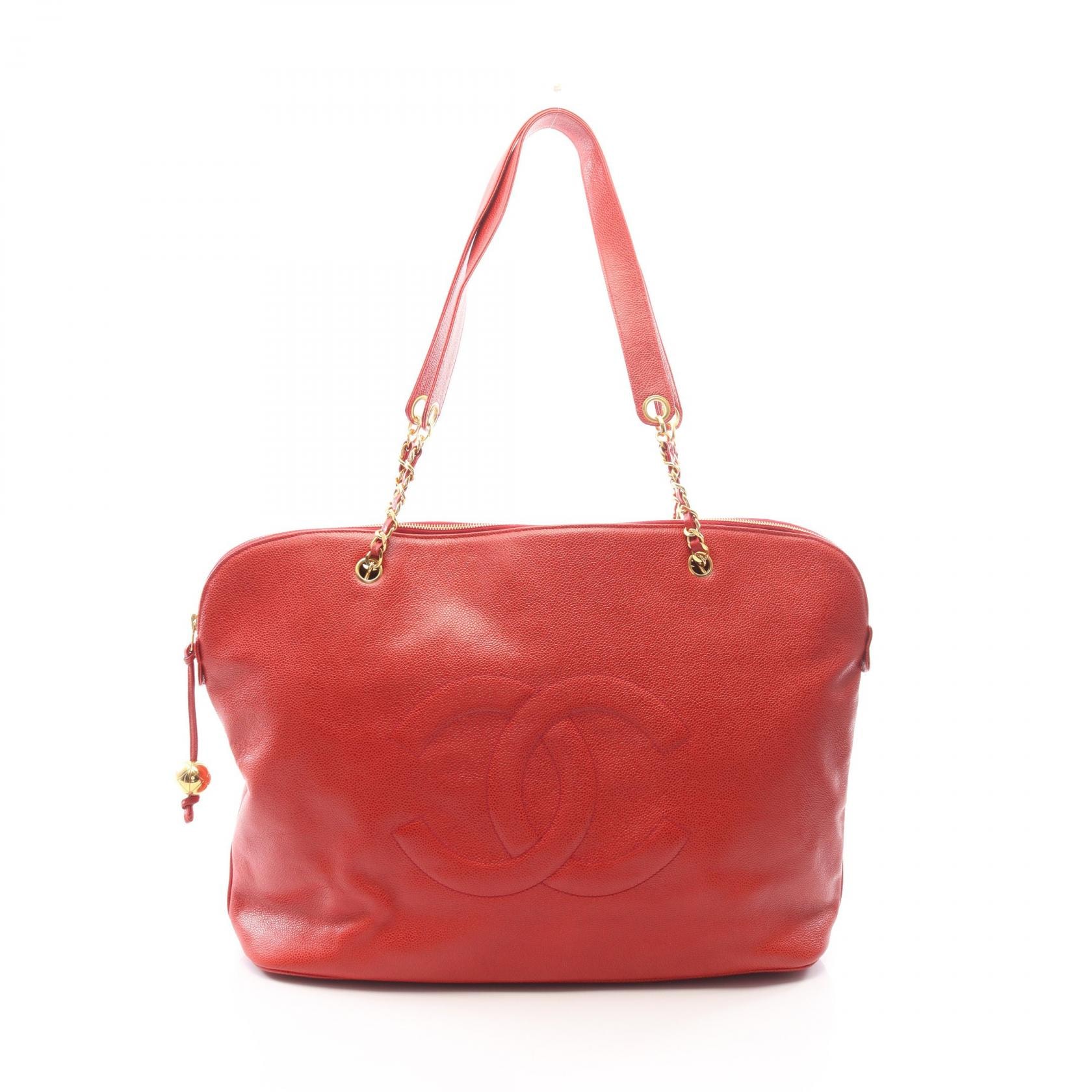シャネル CHANEL デカココマーク トートバッグ バッグ キャビアスキン(グレインドカーフ) レディース レッド系 【中古】