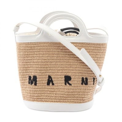 マルニ MARNI TROPICALIA BASKET BAG SMALL 2WAY ショルダーバッグ バッグ ナイロン レザー コットン レディース ベージュ系 / ホワイト系 SCMP0056Q1P3860Z0T01 【中古】