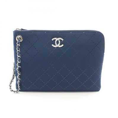 シャネル CHANEL マトラッセ セカンドバッグ クラッチバッグ バッグ ナイロン レザー レディース ブルー系 【中古】