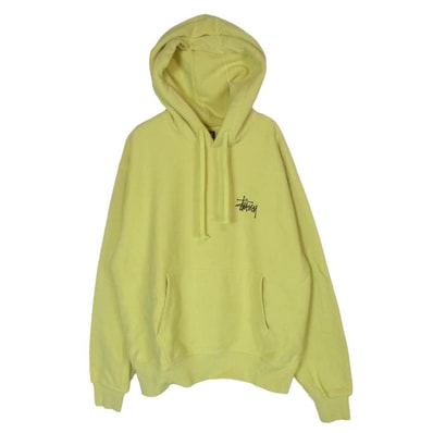 STUSSY ステューシー Z4000SAS22 BIG STOCK HOODIE ロゴプリント プルオーバー パーカー フーディ イエロー系 M【中古】