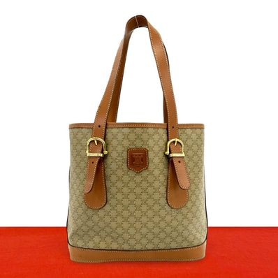 CELINE セリーヌ マカダム ブラゾン ロゴ 柄 レザー PVC トートバッグ ブラウン
08973