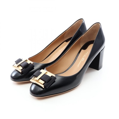 サルヴァトーレフェラガモ Salvatore Ferragamo PRATO55 パンプス 靴 レザー レディース ブラック系 【中古】