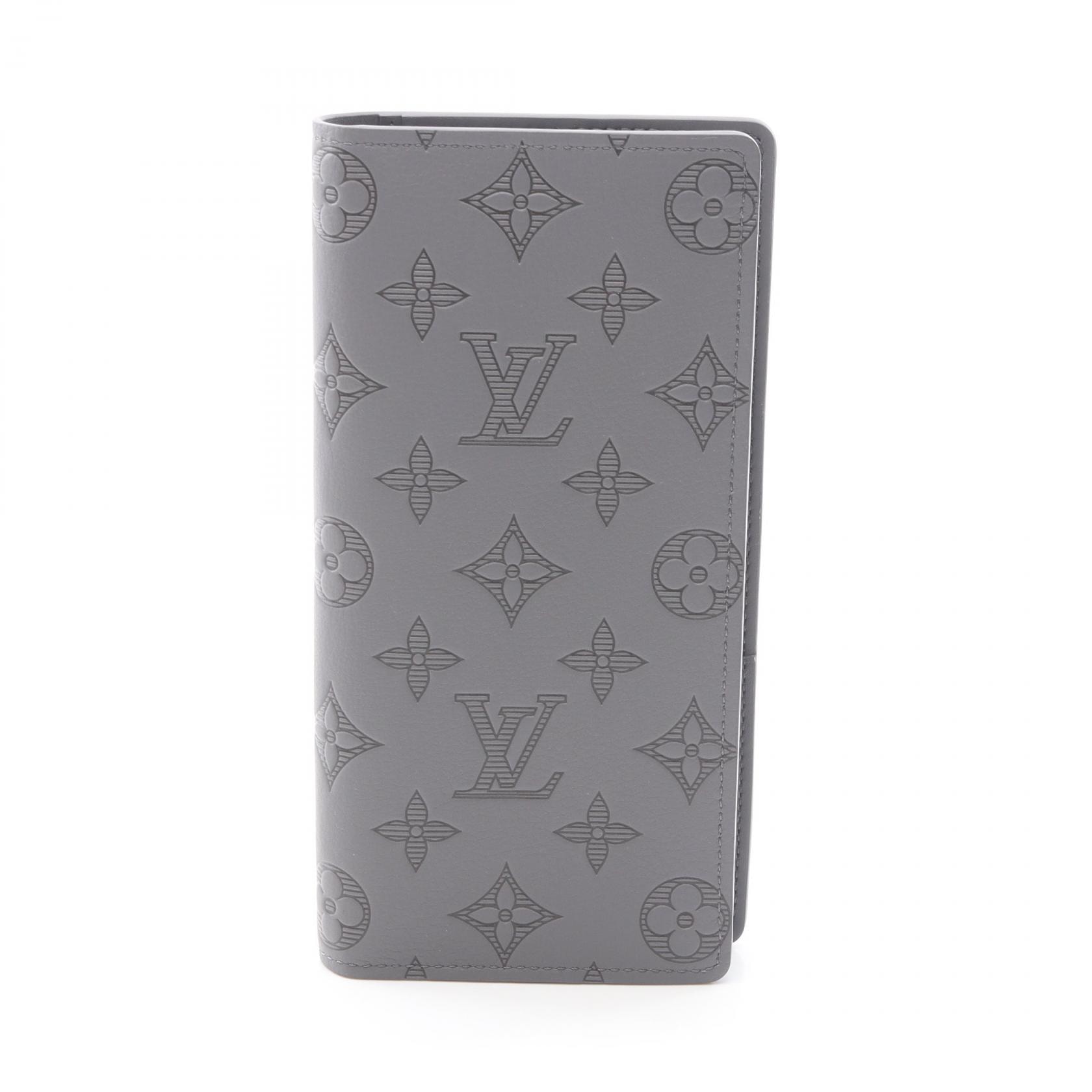 ルイ・ヴィトン LOUIS VUITTON ポルトフォイユブラザ 二つ折り長財布 財布 レザー モノグラム・シャドウ グレー メンズ グレー系 M81335 【中古】