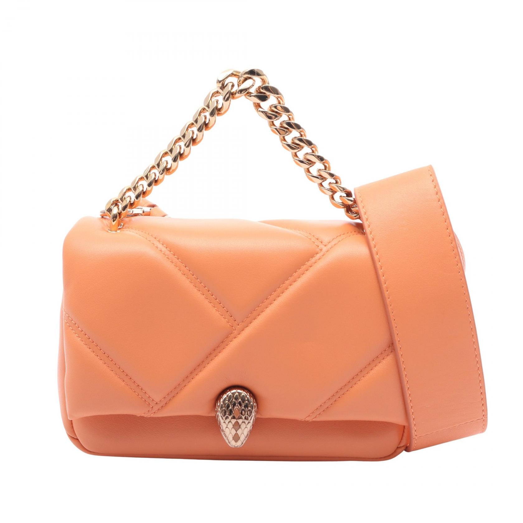 ブルガリ BVLGARI セルペンティ カボション ミニ 2WAY ハンドバッグ バッグ レザー レディース オレンジ系 【中古】