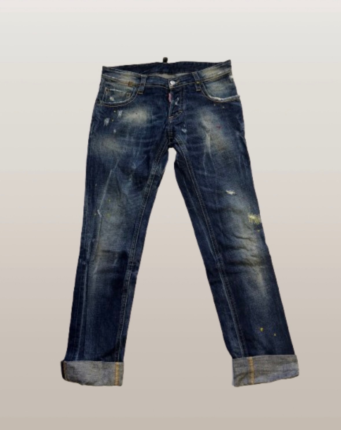 DSQUARED2 スリムフィットデニム 46 ダメージ加工 ペイントスプラッシュ 