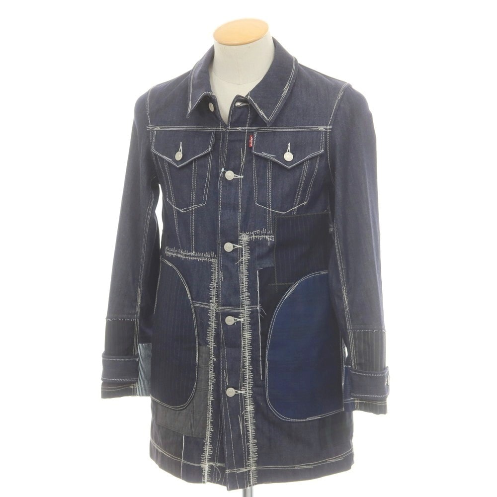 【中古】【未使用】ジュンヤワタナベ マン JUNYA WATANABE MAN × Levi's 2025年春夏 パッチワーク シルク混ストレッチ デニムコート ライトネイビー【サイズXS】【メンズ】