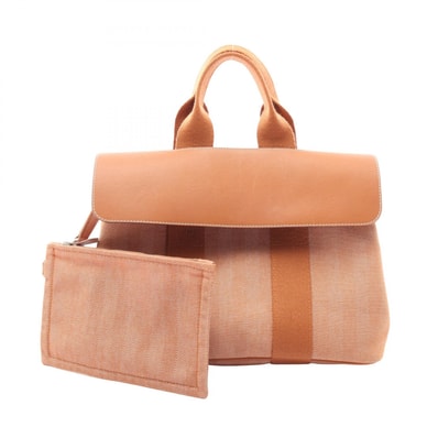 エルメス HERMES ヴァルパライソPM ゴールド ハンドバッグ バッグ キャンバス レザー ヴォースイフト トワルシェブロン ゴールド レディース ブラウン系 050569CK 【中古】