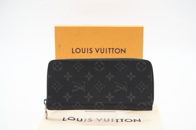 美品 LOUIS VUITTON ルイ・ヴィトン エクリプス ジッピーウォレット ヴェルティカル M62295 長財布 ブラック コーティングキャンバス メンズ