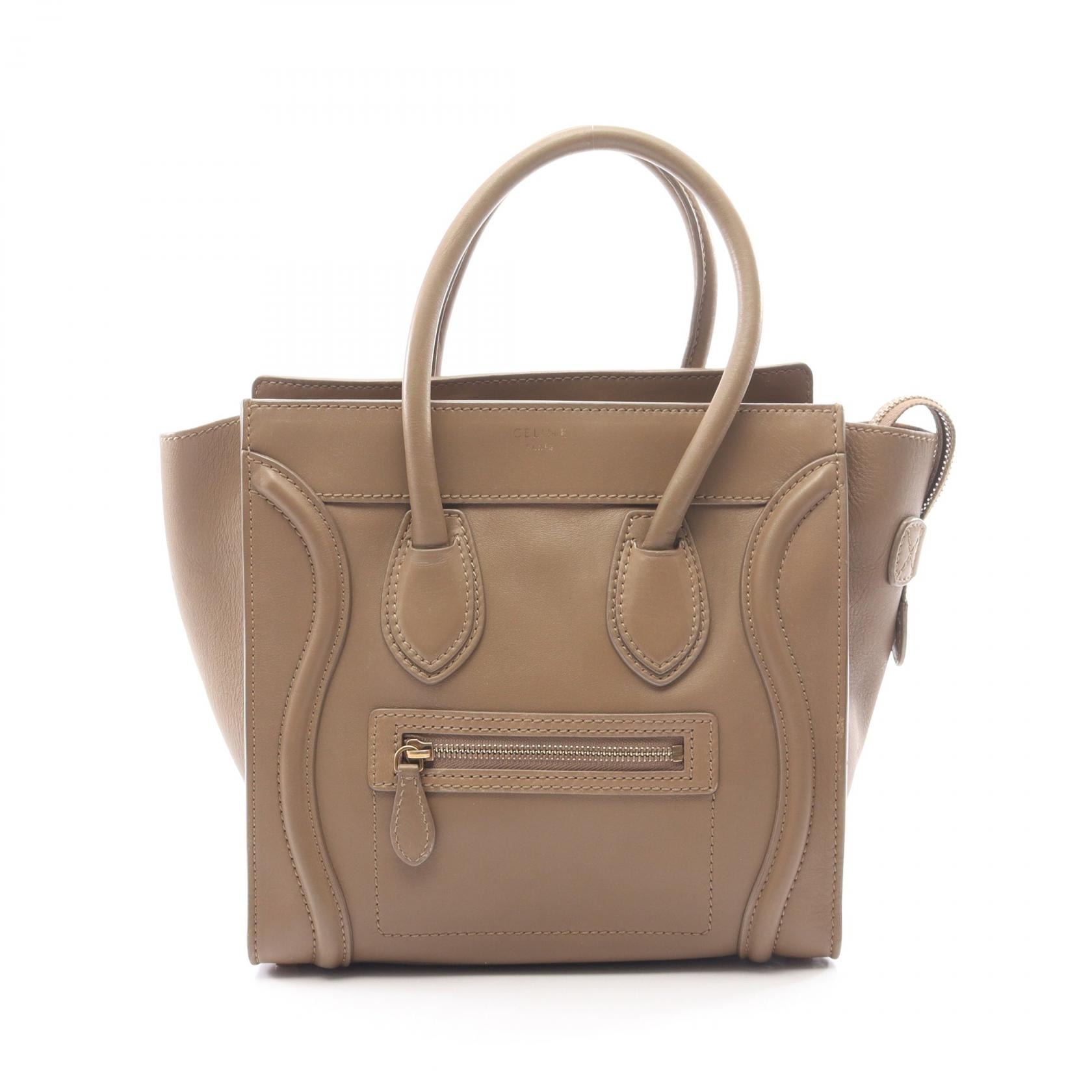 セリーヌ CELINE ラゲージ マイクロショッパー トートバッグ バッグ レザー レディース グレー系 【中古】