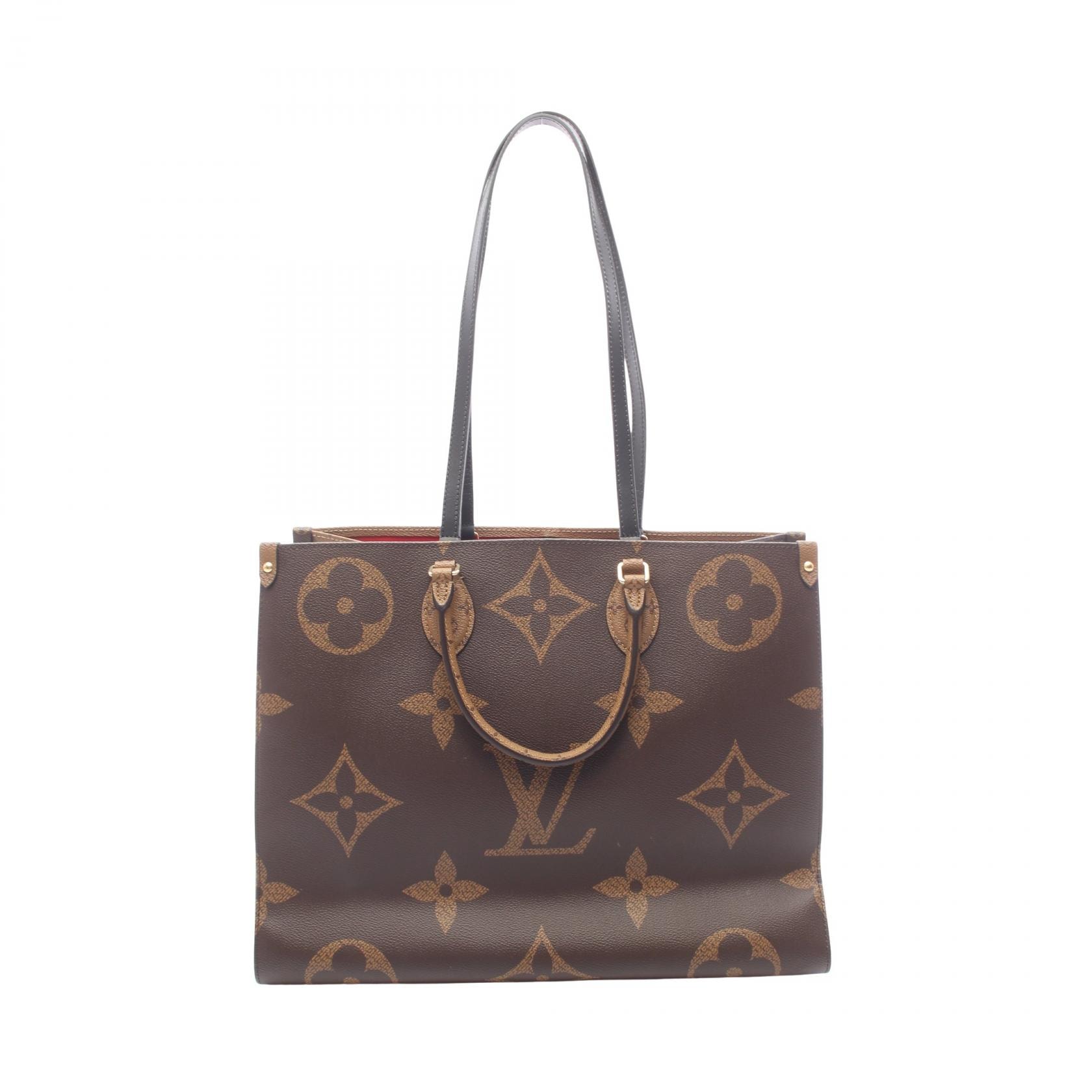 ルイ・ヴィトン LOUIS VUITTON オンザゴーGM モノグラムジャイアント モノグラムリバース ショルダーバッグ バッグ PVCコーティングキャンバス レザー レディース ブラウン系 M45320 【中古】