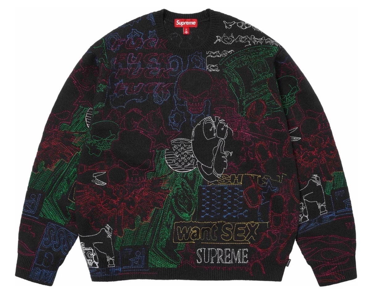 Supreme Collage Embroidered Sweater "Black"