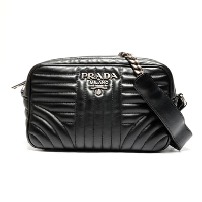 プラダ PRADA レザー ダイアグラム カメラバッグ チェーン ショルダーバッグ【中古】