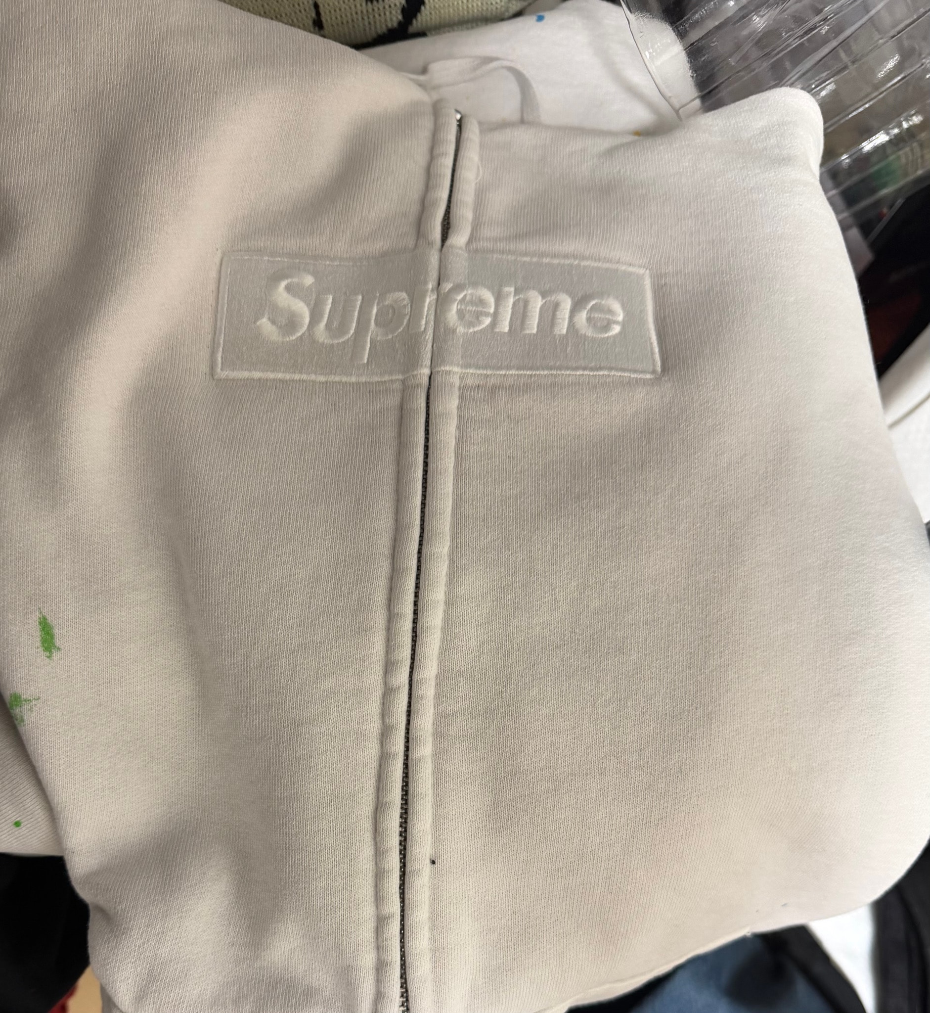 Supreme x MM6 Maison Margiela Box Logo Zip Up Hooded Sweatshirt "White"
