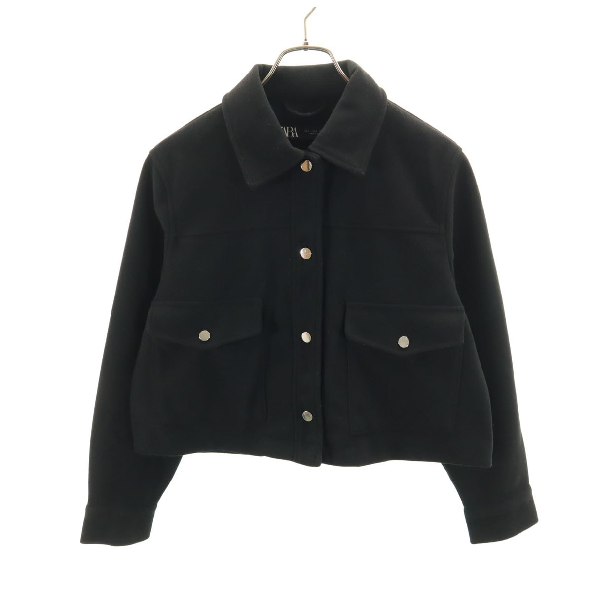 ZARA ザラ クロップド シャツジャケット M ブラック