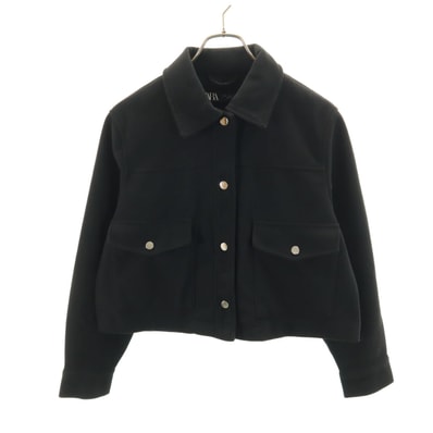 ZARA ザラ クロップド シャツジャケット M ブラック