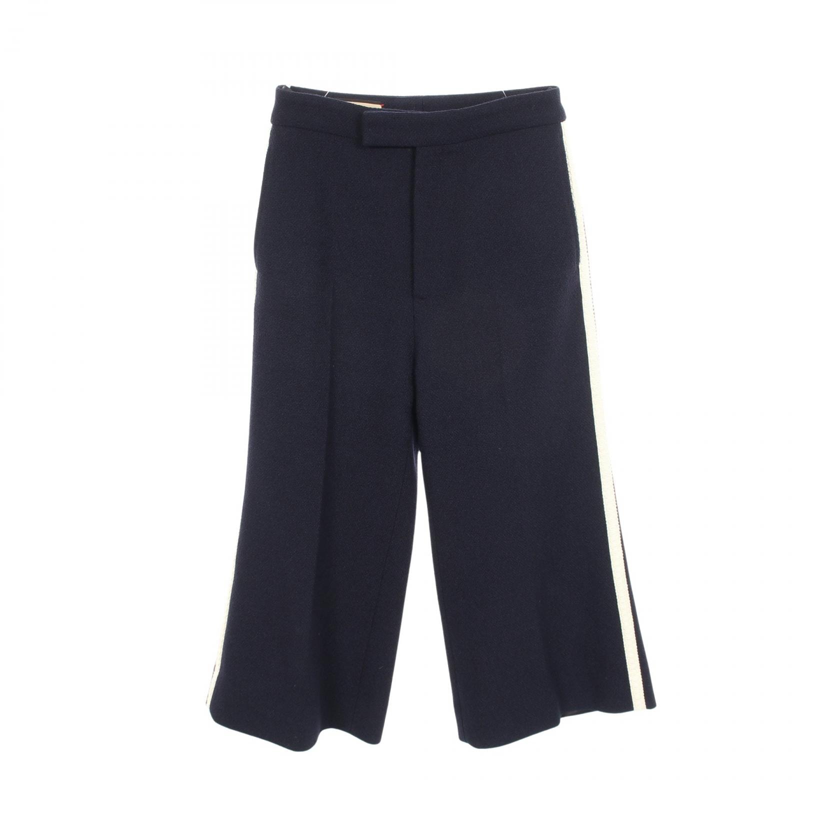 グッチ GUCCI サイドライン パンツ 衣料品 ボトムス ウール レディース ネイビー系 748172 【中古】