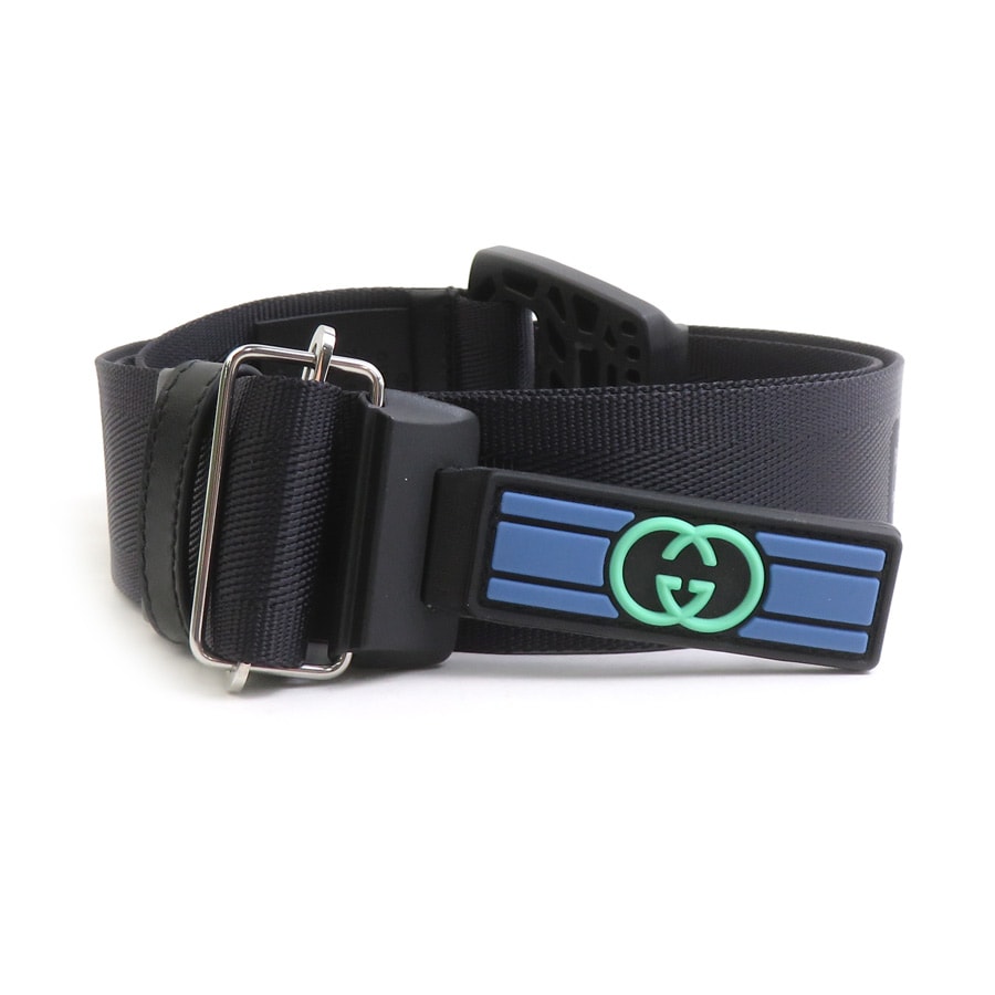 グッチ GUCCI ベルト ナイロン ブラック メンズ 778889【中古】 h32087k
