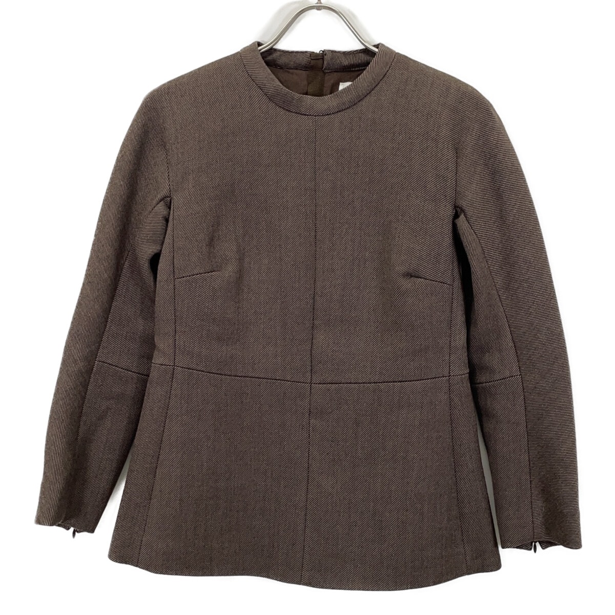 ジルサンダー JSPP560210 ベージュ ウールシルク ノーカラージャケットプルオーバー 34