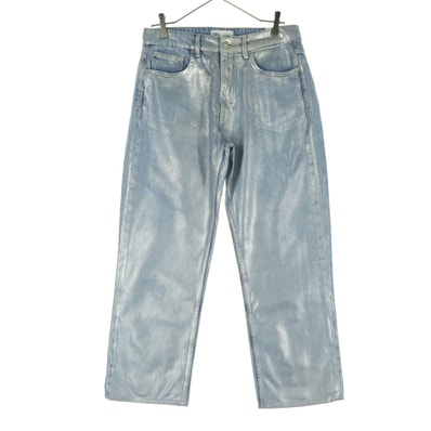ZARA ザラ ストレートデニムパンツ 38 シルバーブルー系
