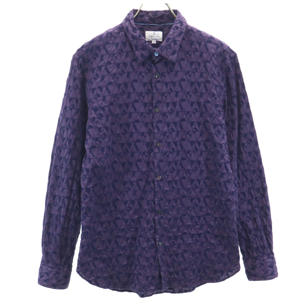 LANVIN en Bleu ランバンオンブルー 日本製 総柄 長袖 シャツ 48 パープル