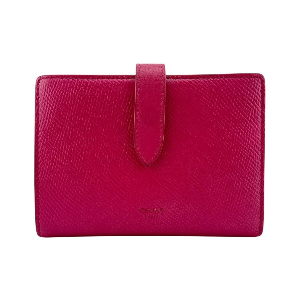 セリーヌ CELINE 二つ折り財布 ミディアム ストラップ ピンク
