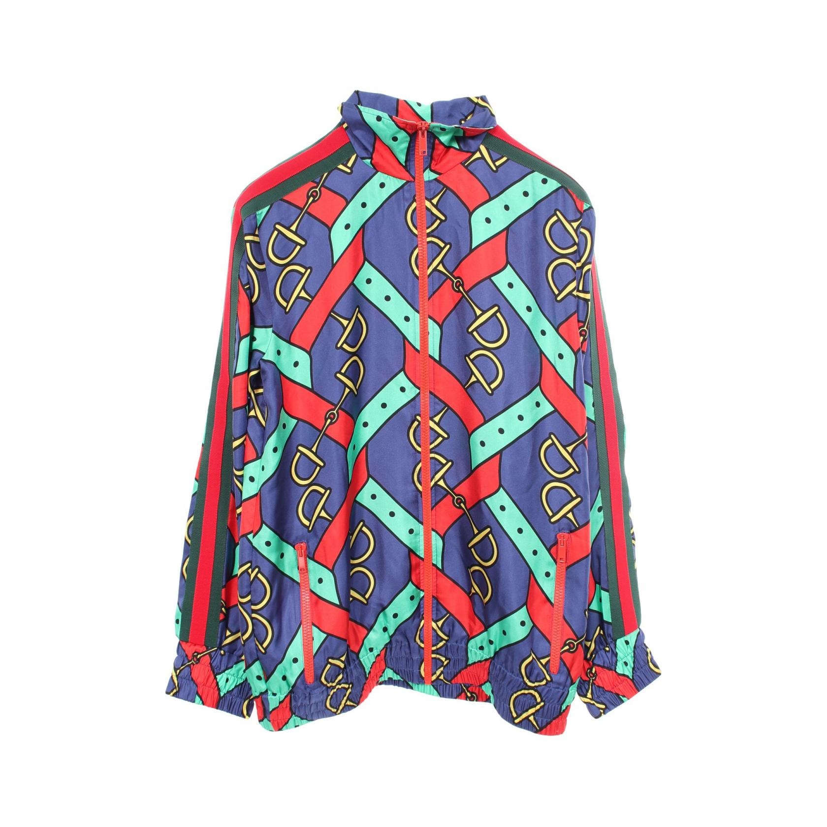 グッチ GUCCI ホースビット シェリーライン 衣料品 アウター シルク レディース ブルー系 / マルチカラー 743005 【中古】