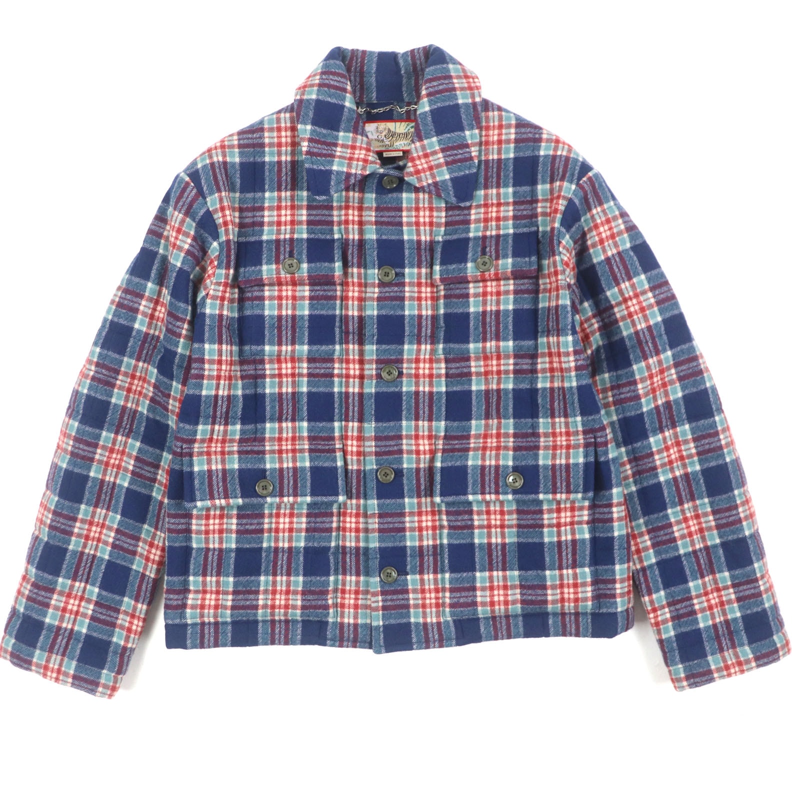 極美品 グッチ ジャケット GUCCI TIGER ネイビー 46 683264