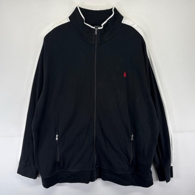 古着 ポロ・ラルフローレン POLO RALPH LAUREN スウェット 大きいサイズ トラックジャケット フルジップ 3XL ブラック系 メンズ