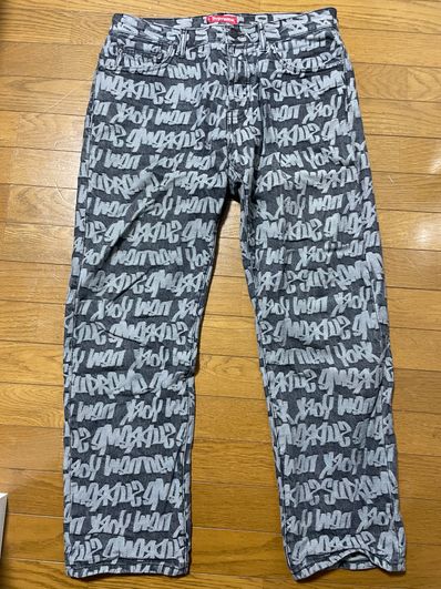 Supreme Fat Tip Jacquard Regular Jean "Black"