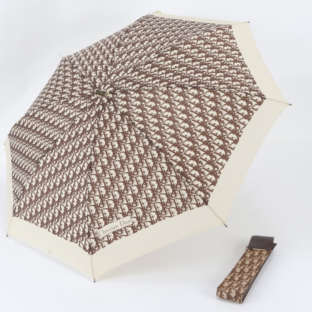 ■美品 クリスチャンディオール トロッター折り畳み 雨傘 コンパクト傘